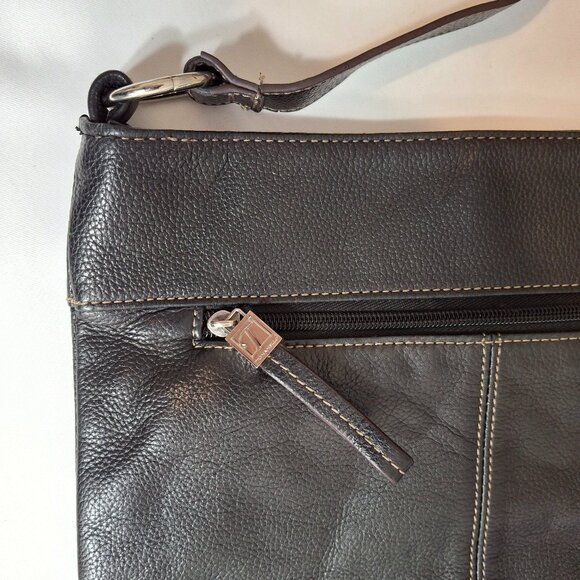 Tignanello Black Leather Messenger Shoulder Bag - Picture 5 of 9
